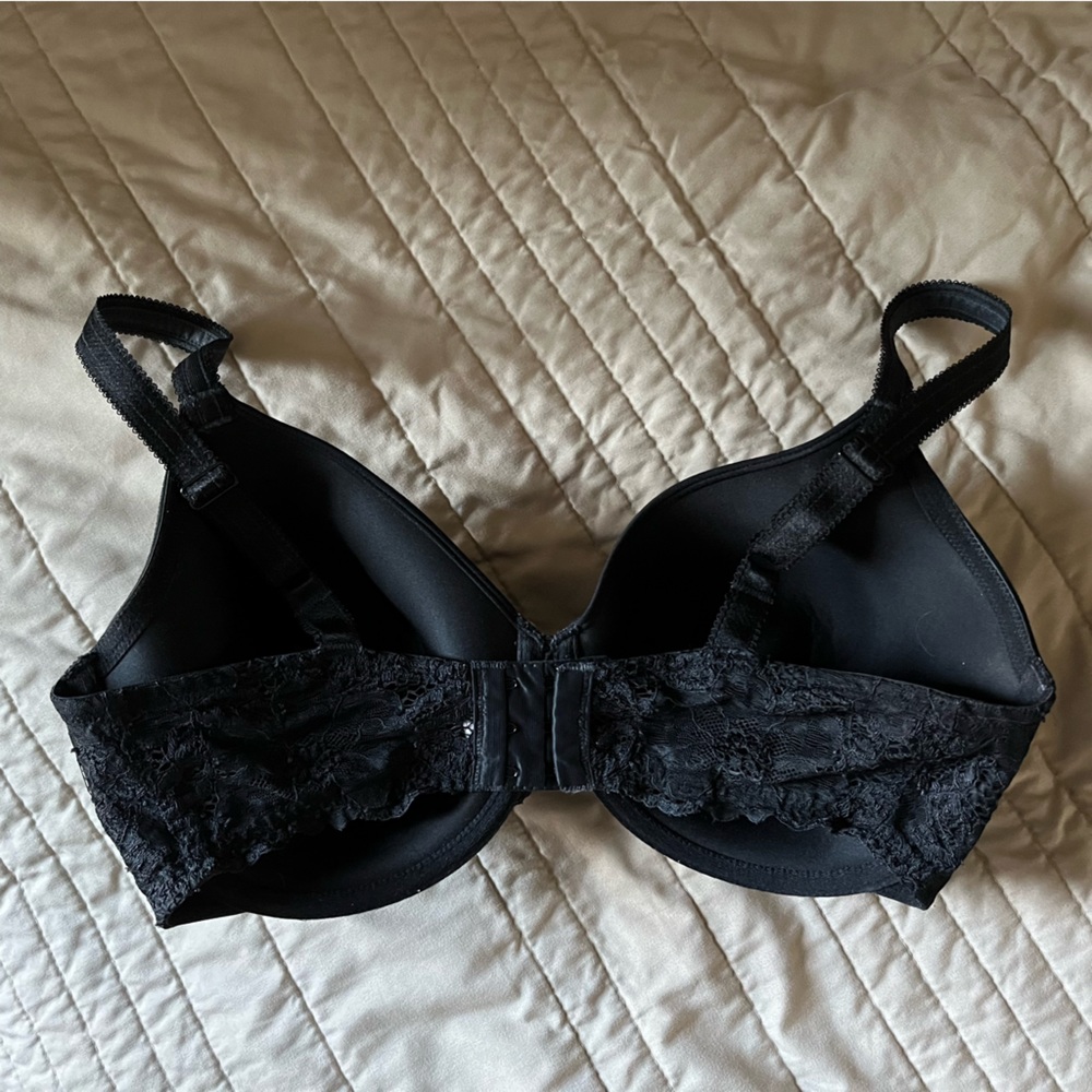 Wacoal French Garden Contour T-Shirt Black Lace Bra, #85340, Size 36DDD - Picture 2 of 6